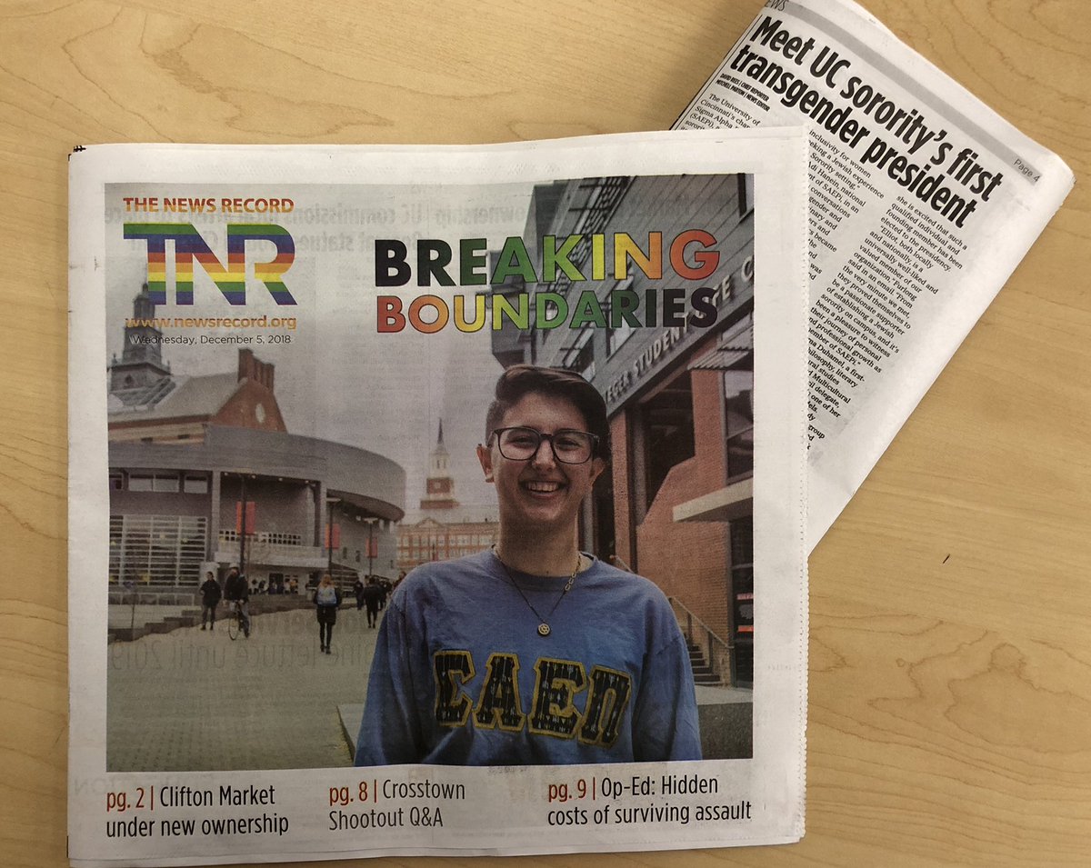 🗞Extra!! Extra!!! Read All About It!!
UC celebrates its first out Trans President of @UofCincyGreeks . <a href="/uofcincy/">University of Cincinnati</a> <a href="/StuAffUC/">UC Student Affairs</a> 🏳️‍🌈