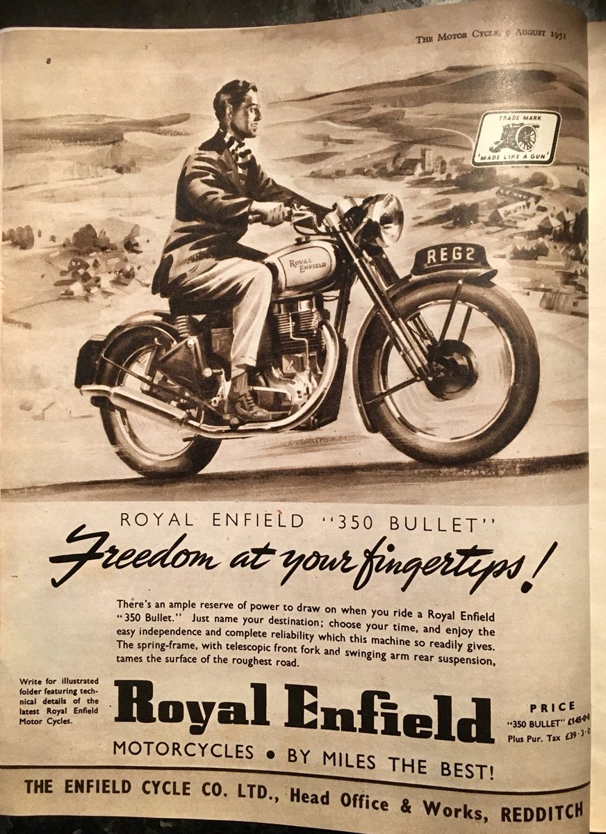 SteveKeys66's tweet photo. I love these old school motorcycle ads. They are real art work. I think the current crop of motorcycle marketing people need to learn from this. Its a style thing. Right @DannyJohnJules? 
#TwoWheelsOneLove https://t.co/iQYTQtJfSf