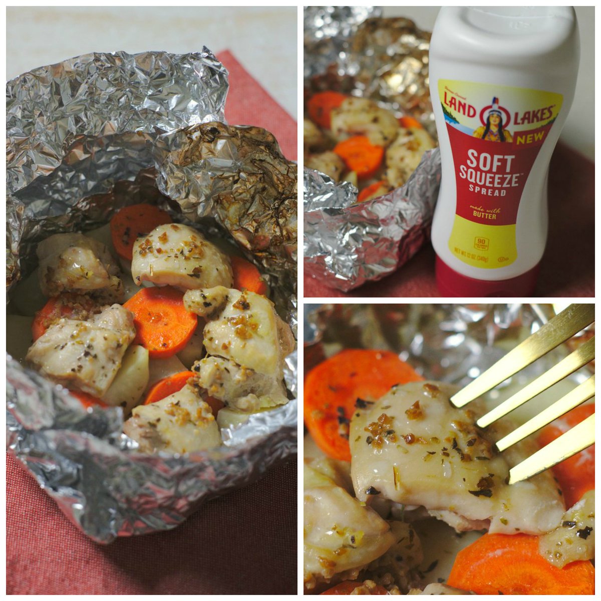 mildmeandering's tweet photo. #ad Garlic Herb Chicken Foil Packets โ An easy meal packed with flavor! Chicken, carrots, and potatoes baked in a foil packet with seasonings and @LandOLakesKtchn Soft Squeeze Spread! #EasySqueezy @kroger Recipe >> https://t.co/K7nzBUXM6j https://t.co/sfXECtsQPK