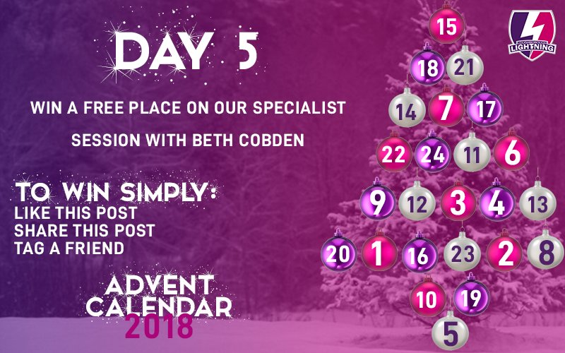 ** ADVENT CALENDAR - DAY 5**
On the fifth day of our Christmas extravaganza you could win a free place on our upcoming Specialist Session with <a href="/BethCobs1/">Beth Cobden</a> on 19th December!!

All you have to do to win is:
Follow this page
Share/RT this Tweet
Tag a friend
Like the post