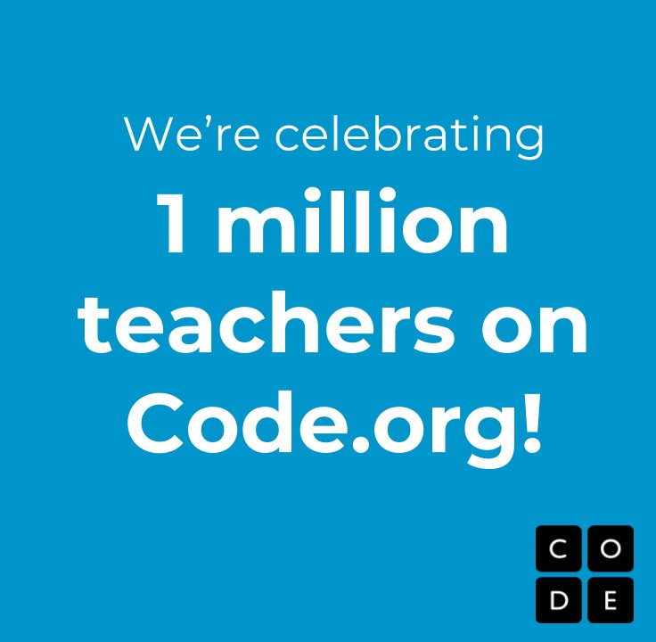 HoraDelCodigoCL's tweet image. Celebramos 🎊🎉 junto a @codeorg que 1 millón de profesores han comenzando a enseñar ciencias de la computación en el 🌎.

¡Cada día somos más 💪💪! #programaelfuturo 🚀