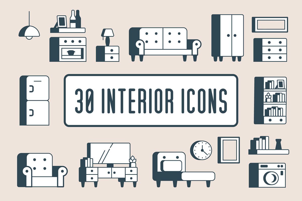 GammaRayInc's tweet photo. Incredible Icons #Graphics Interior Furniture Icons | 30!—Interior icon pack consisting of 30 icons for each room of the hoem.Enjoy... #itsmesimon #icons #icondesign #iconset #marketing #simple #ui #uidesign #socialmedia #socialmediamarketing #modern https://t.co/agMZQI0iXa