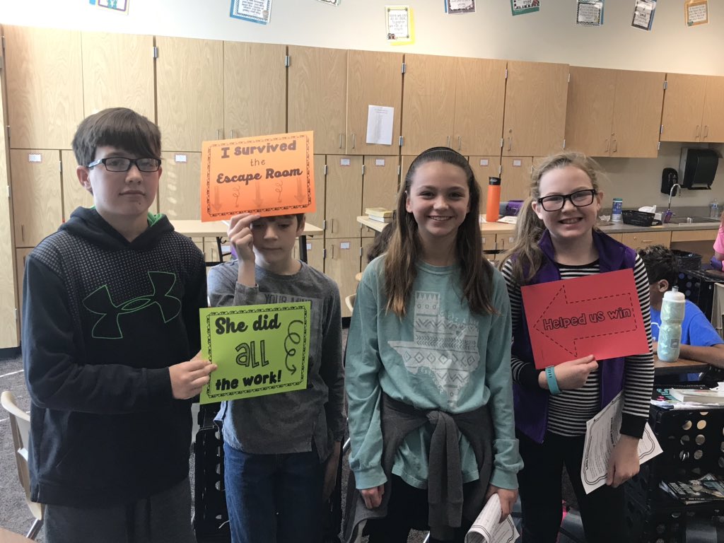 Schauna's tweet photo. Declaration of Independence Escape Room - 4th period WINNERS! #haysleads https://t.co/SBSqx9ezeY