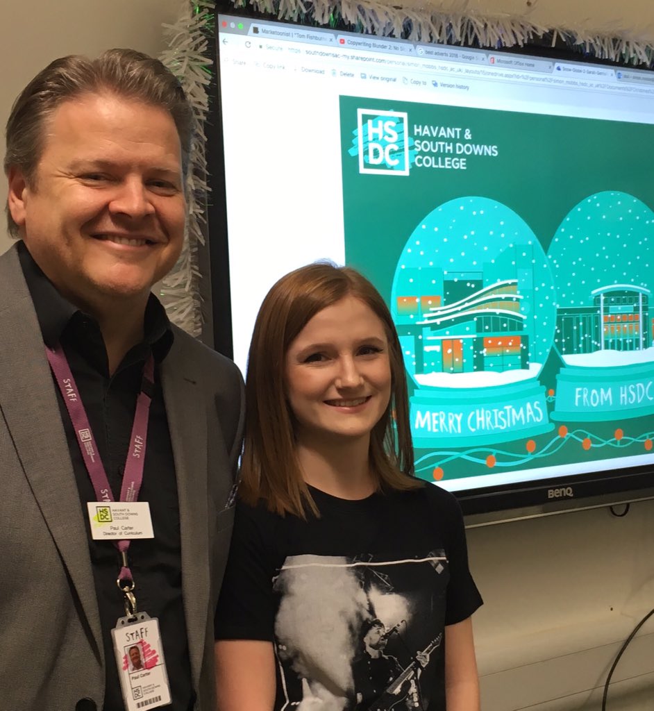 GraphicsHSDC's tweet photo. 👏👏👏 Well done to our #hnd #graphicdesign student Sarah. Your #christmas #vector #artworkhas been selected as this years #hsdc #ecard. The principal felt that this was the most appropriate design and especially likes the way it reflects both campuses. https://t.co/flucm9n8x4