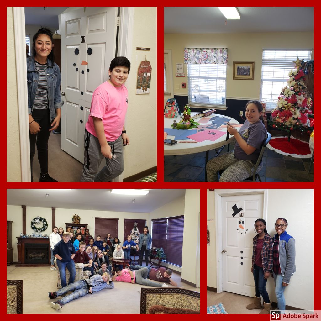 Members of the Pewitt Junior High Student Leadership Council visited Bluebonnet Assisted Living to decorate residents' doors. Thank you students for giving back to our community! 💙