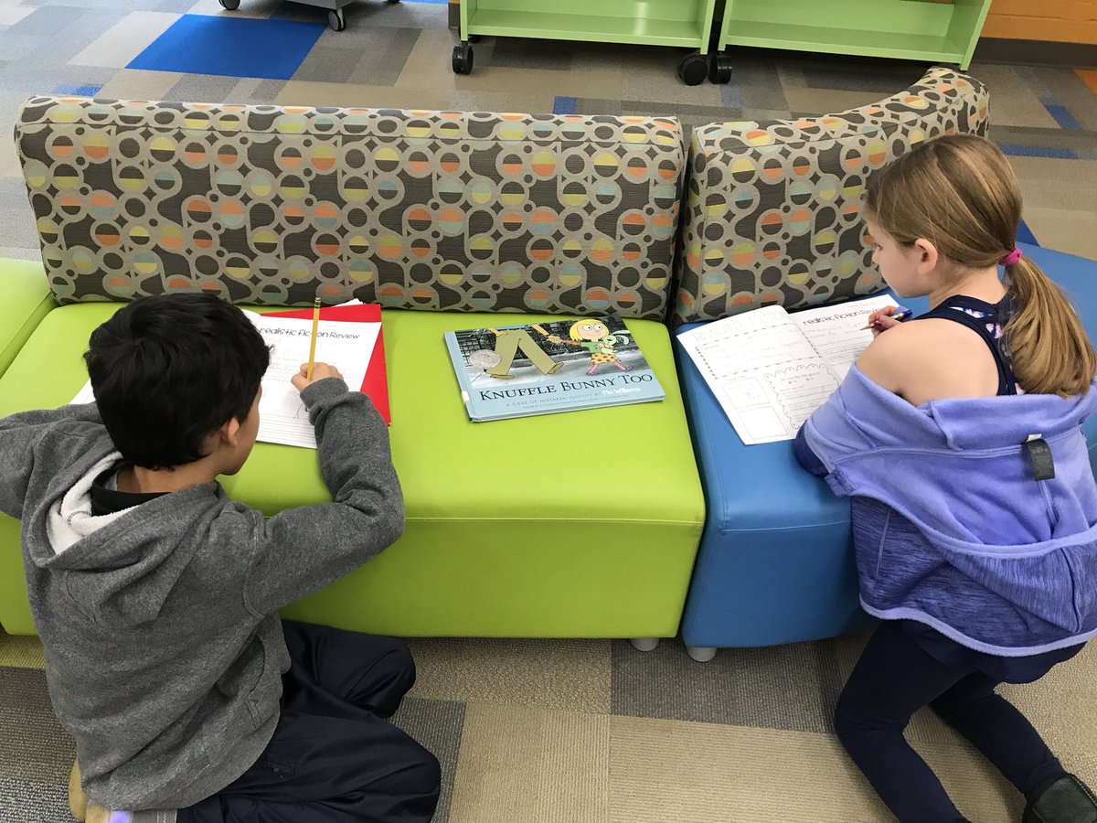Students are learning about fiction genres in room 14! Today, students found and reviewed realistic fiction books in the LMC. #engage109 #wilmot109