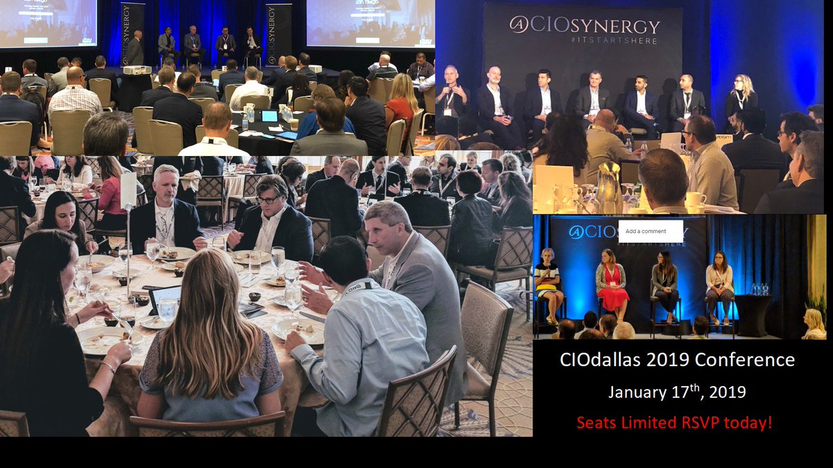 CIOlounge's tweet photo. It's that time of year again where hundreds of #Dallas #IT Leaders will be gathering at #CIOsynergy's annual #CIOdallas 2019 Conference! Be prepared for some really great content and hear what our #Predictions, #CIO and #WIT panelists have to say! RSVP @ https://t.co/ENUfKWpRwF https://t.co/gi8otyBtXM