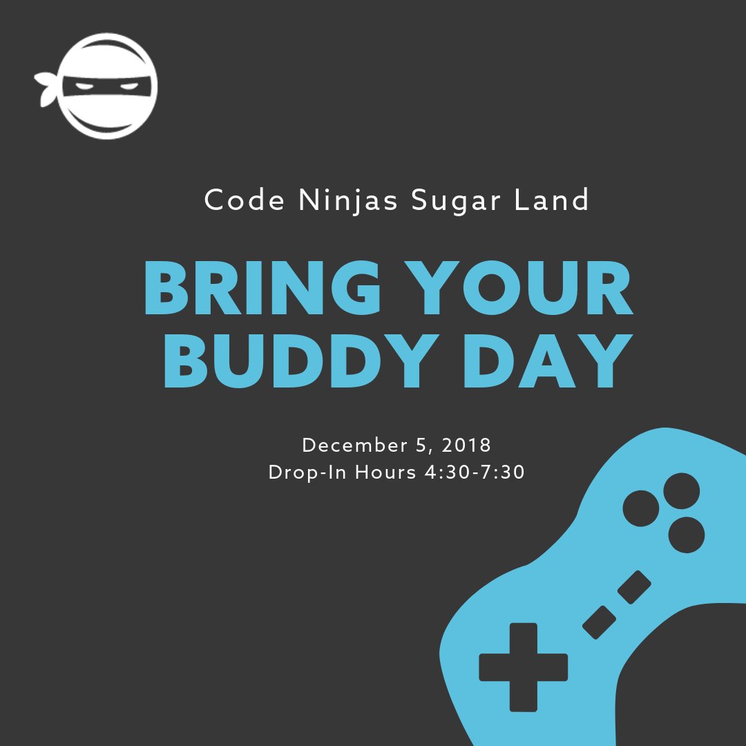 CodeNinjasSLTX's tweet image. Ninjas don&apos;t forget today&apos;s the day that you can bring your best friend with you to Code Ninjas!! #coding #BestFriend #SugarLand #CodeNinjas #education #STEM #kids #fun #gaming #technology #NationalComputerScienceWeek