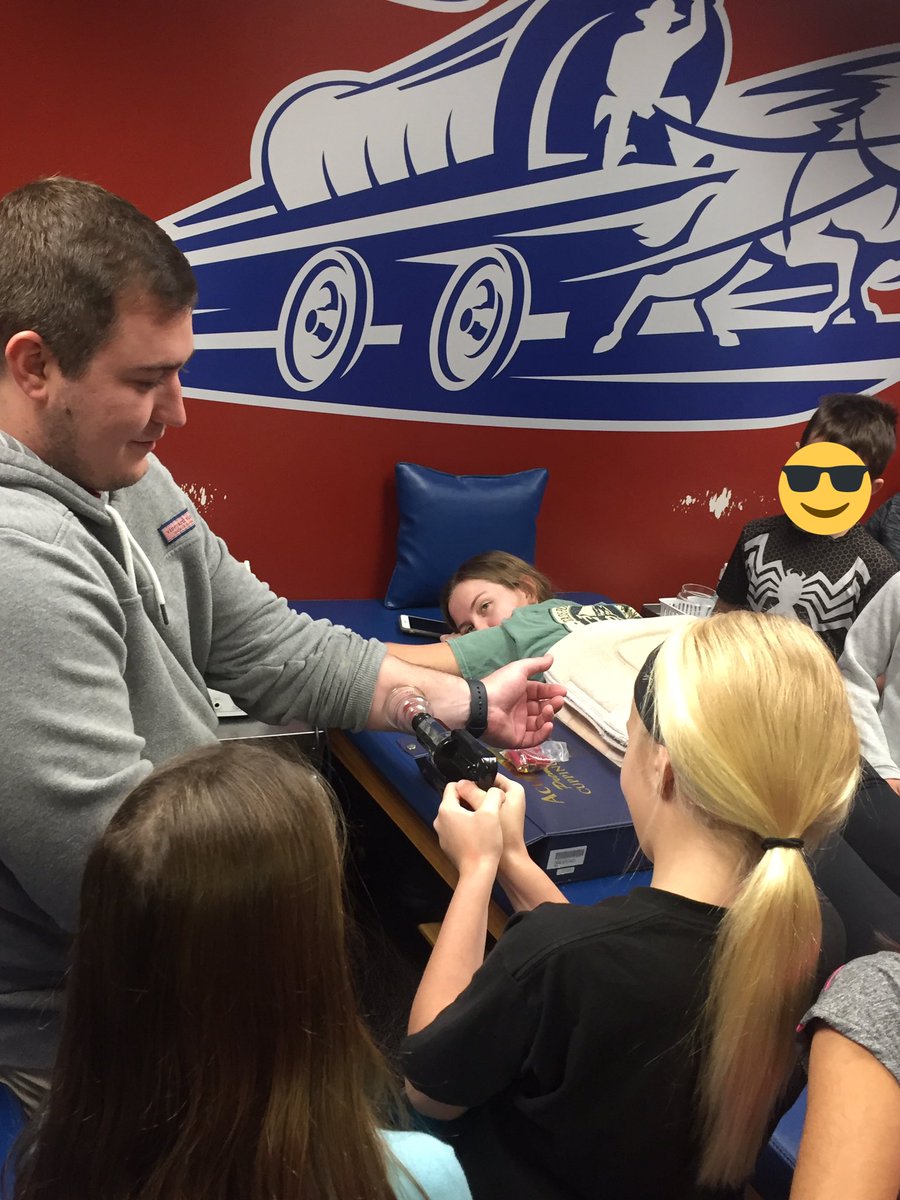We just met some college athletes and were able to learn about their injuries and experience their treatments and rehabilitation exercises. Love the excitement in these future sports medicine professionals!