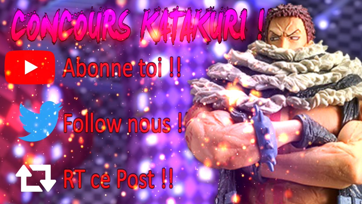 MOCHI MOCHI NO CONCOURS !!
On vous offre la toute première figurine de Katakuri !!  pour tenter de la remporter :

⚠️ Mentionne un ami
🔃 Retweet ce post
❤ Follow nous sur twitter