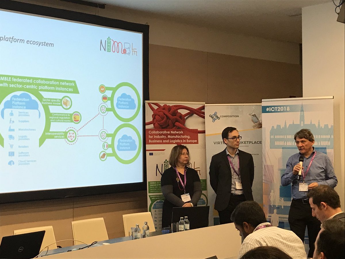 NimbleProject's tweet image. Our networking session #Federated #SmartFactory Ecosystem at #ICT2018 in #Vienna. @Composition2016 @H2020Digicor @DigIndEU #SmartManufacturing @EFFRA_Live