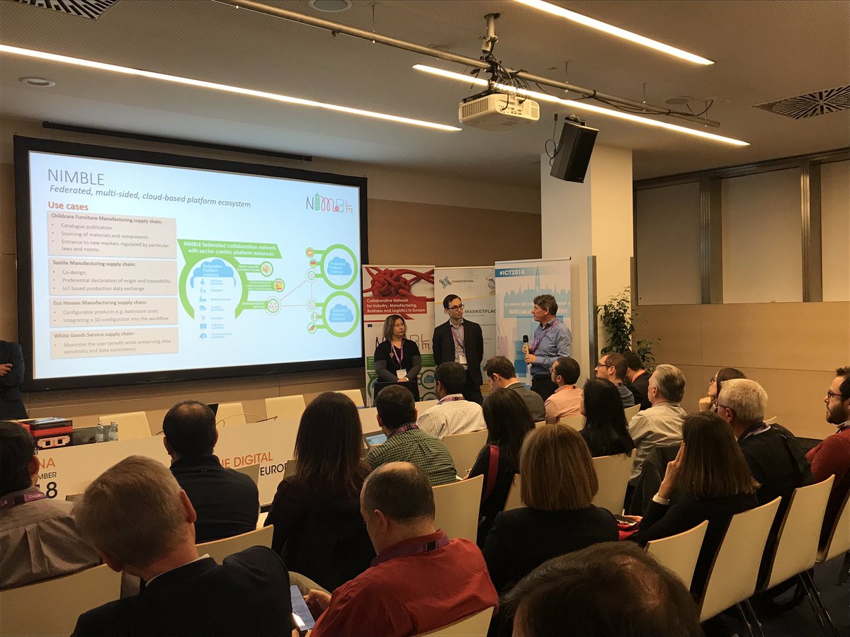 NimbleProject's tweet image. Our networking session #Federated #SmartFactory Ecosystem at #ICT2018 in #Vienna. @Composition2016 @H2020Digicor @DigIndEU #SmartManufacturing @EFFRA_Live