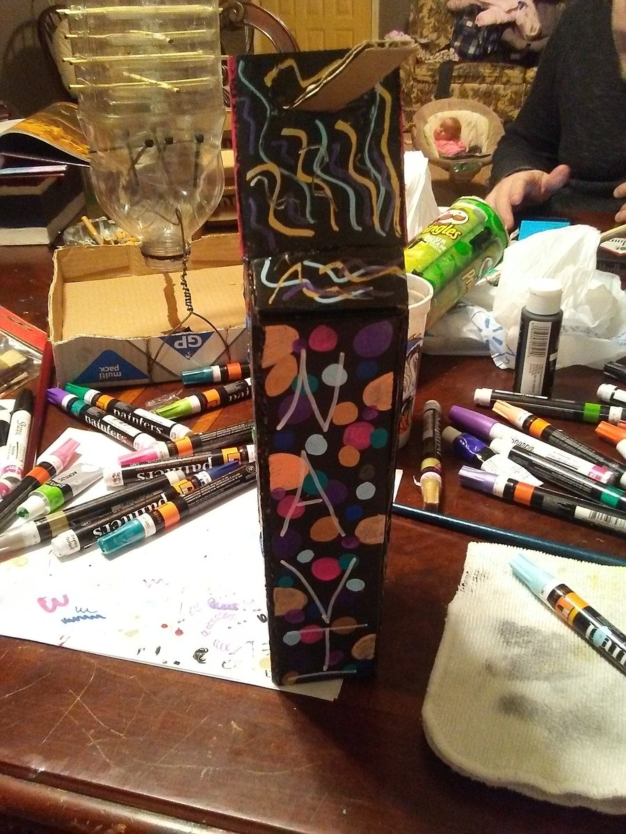 ZeroSuitSloth's tweet image. My dice tower I spent 3 hours (all together over the past 3 days) painting, then initiative trackers for our party that took about 2 hours. #dnd #NerdCrafting #DnD #dungeonsanddragons @Wyndscarr