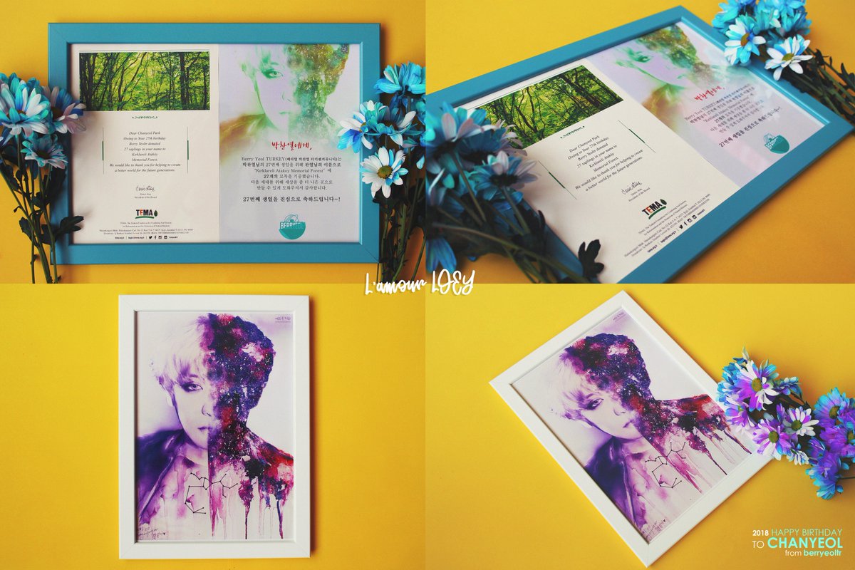 #LamourLOEY
2018 HAPPY BIRTHDAY TO #CHANYEOL

#박찬열 터키팬커뮤니티는, TEMA파운데이션에 #찬열 님의 이름으로 27개의 묘목을 기증했습니다! 그리고 Eric Clapton - from the cradle 한정판 LP, 갤럭시 팬아트 보냈습니다! <a href="/Precioso1127/">프레시오소</a> 님 우리 선물들을 받아주셔서 너무나 감사드립니다! ✨💖