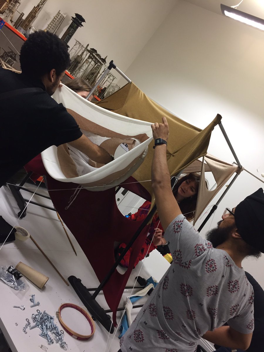 TinaDownes2's tweet photo. Inspiring first day of ArcInTex workshops @NTUArtandDesign @NTUarchitecture #knittingthegap #ntutextiledesign #quiltingspace #kineticstructures #etextiles What will tomorrow bring? https://t.co/dHesAPqcnG