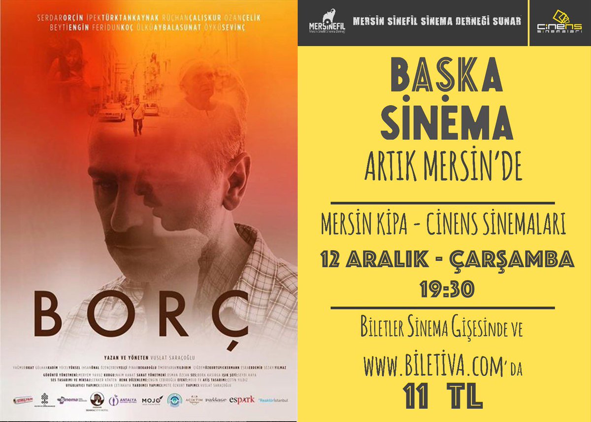 <a href="/MerSinefil/">MerSinefil</a> 12 Aralık Çarşamba günü #Borç ile <a href="/CinensSinema/">Cinens Sinemaları</a> Kipa AVM'de... <a href="/Baska_Sinema/">Başka Sinema</a>
