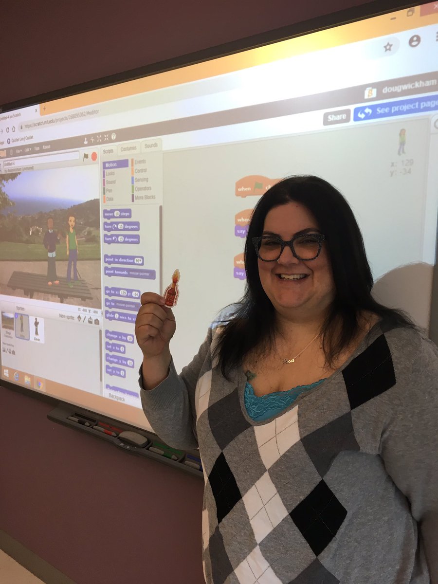 DougWickham's tweet photo. Had a #techsauce day with @LisaNewmanBHS classes using @scratch to create stories using coding for @hourofcode @BburgHSBruins #techgagement #WeTechAtBHS @MCPSTechnology https://t.co/8chLt8kQOn