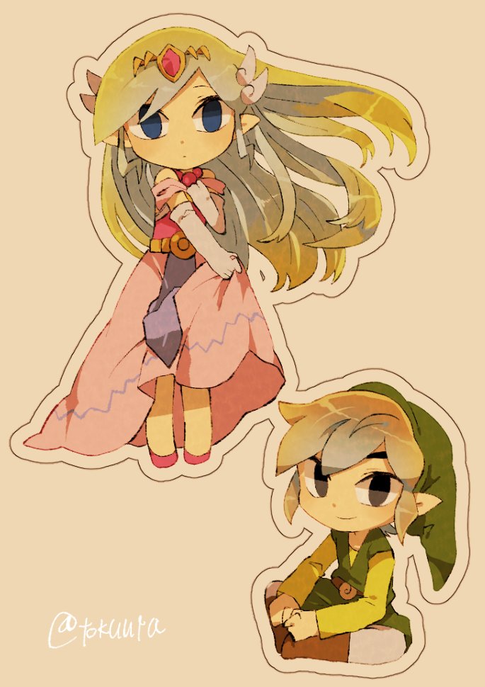 リンク(ゼルダの伝説) ,ゼルダ姫 ,トゥーンリンク 「リンゼルちゃん 」|徳浦のイラスト