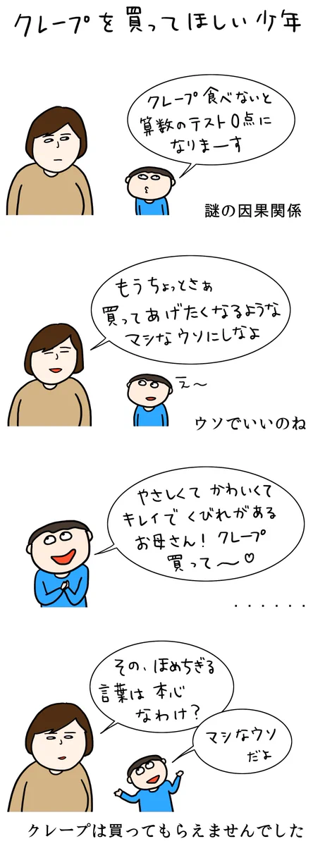 「クレープ屋さんで働く私のどうでもいい話」番外編ww少年とお母さんの話です