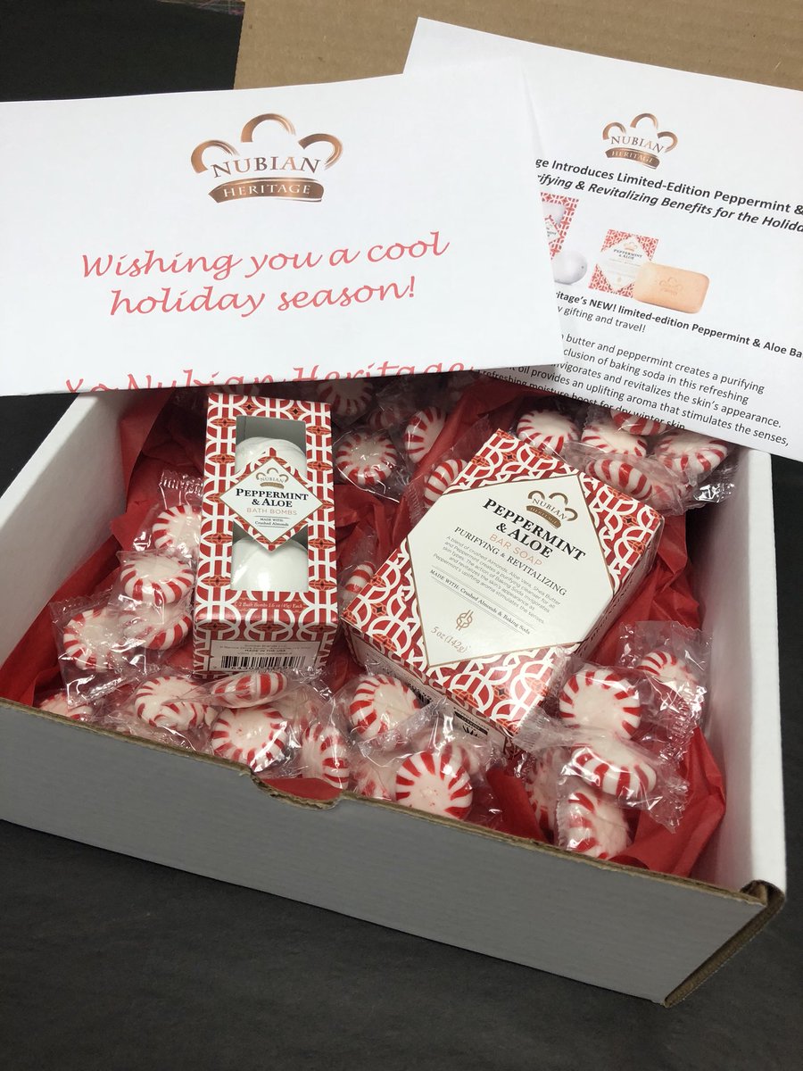 dnapublicity's tweet photo. It’s going to be a cool holiday season! @NubianHeritage’s Peppermint Bath Bombs and Bar Soap are perfect for this time of year, and may we add that they smell amazing! Available at @Wegmans! #nubianheritage #wegmans #peppermint #bathbombs #barsoap #holiday https://t.co/FgAiuiHStb