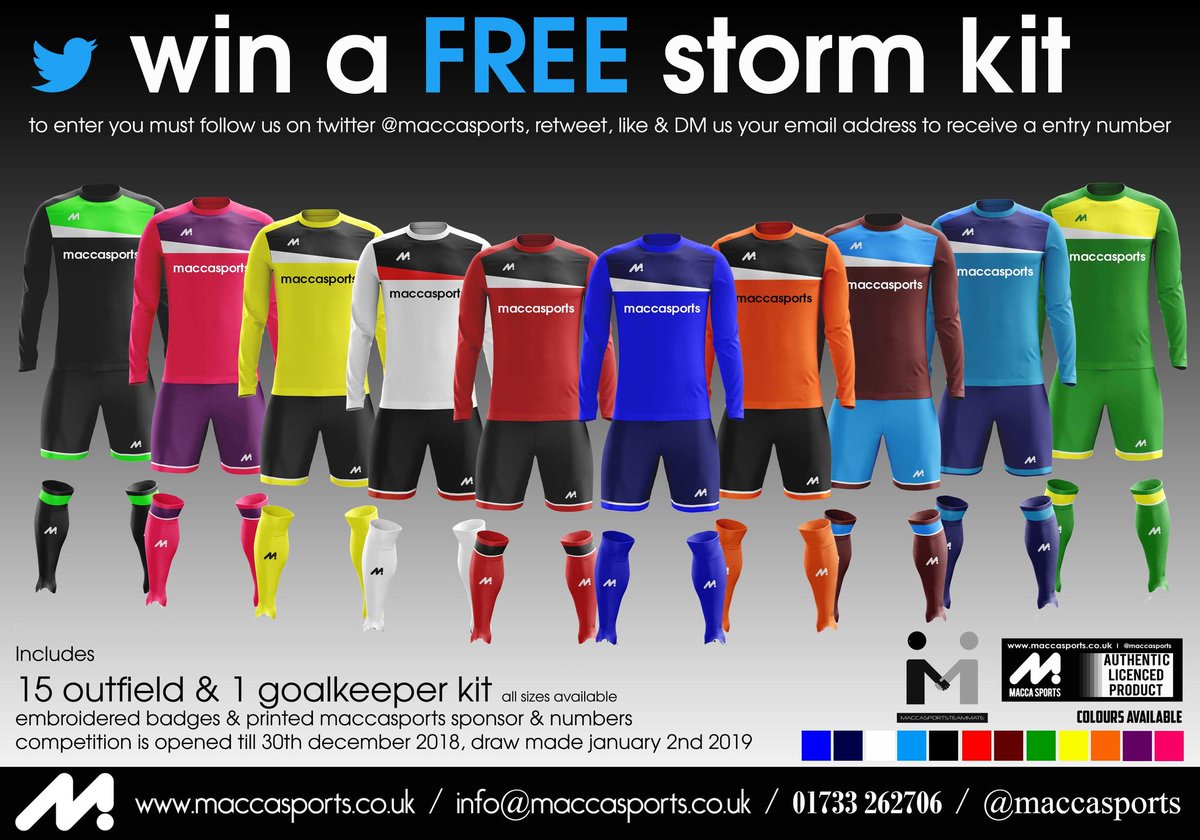 Would your club like to win a FREE storm kit, all you ha e to do is follow us, retweet share then DM us your email clubs address to receive a draw number