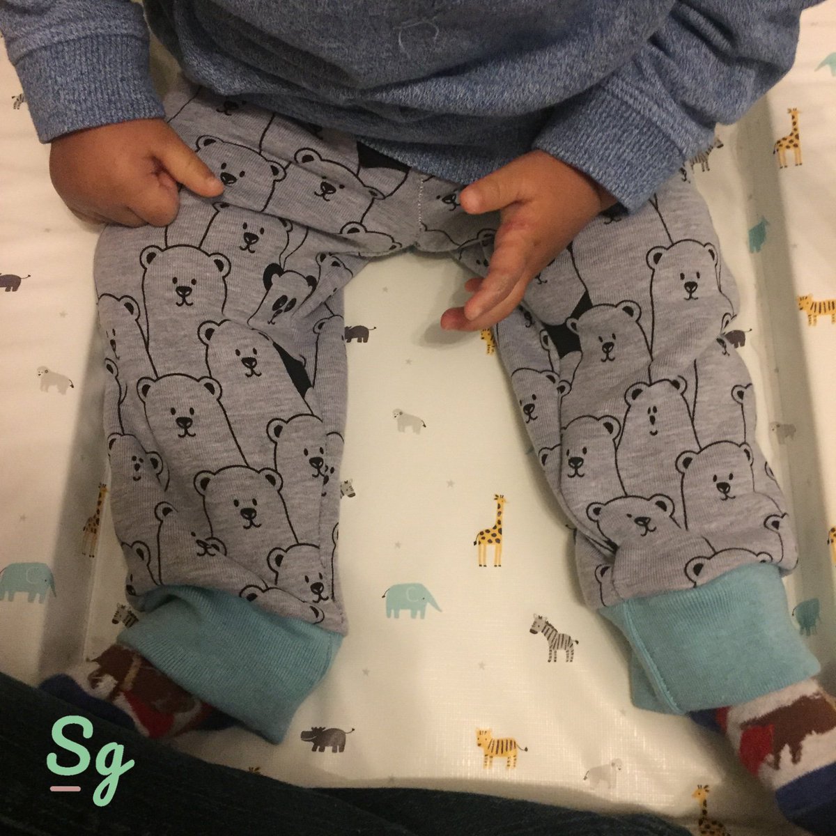 Sewganic's tweet photo. Another day, another pair of trousers. Super cute “where’s panda” fabric. Has light fleece backing too to keep those chunky thighs warm 😂 #sewganic #handmade https://t.co/gBm9UHvvZ7