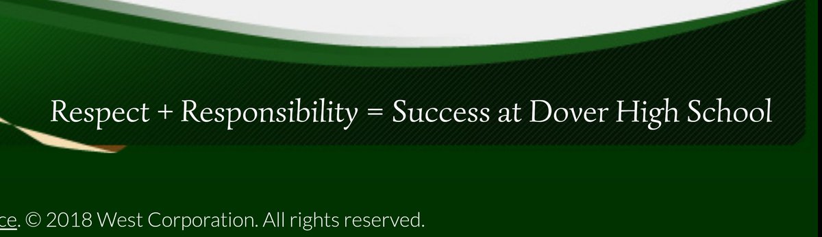 LoonyLovelyLuna's tweet photo. @sahluwal This is the tagline on the bottom of their page... After watching this video, I'd say "respect" is nowhere in their syllabus. #DoverHighSchool https://t.co/sUYnDqQRFU