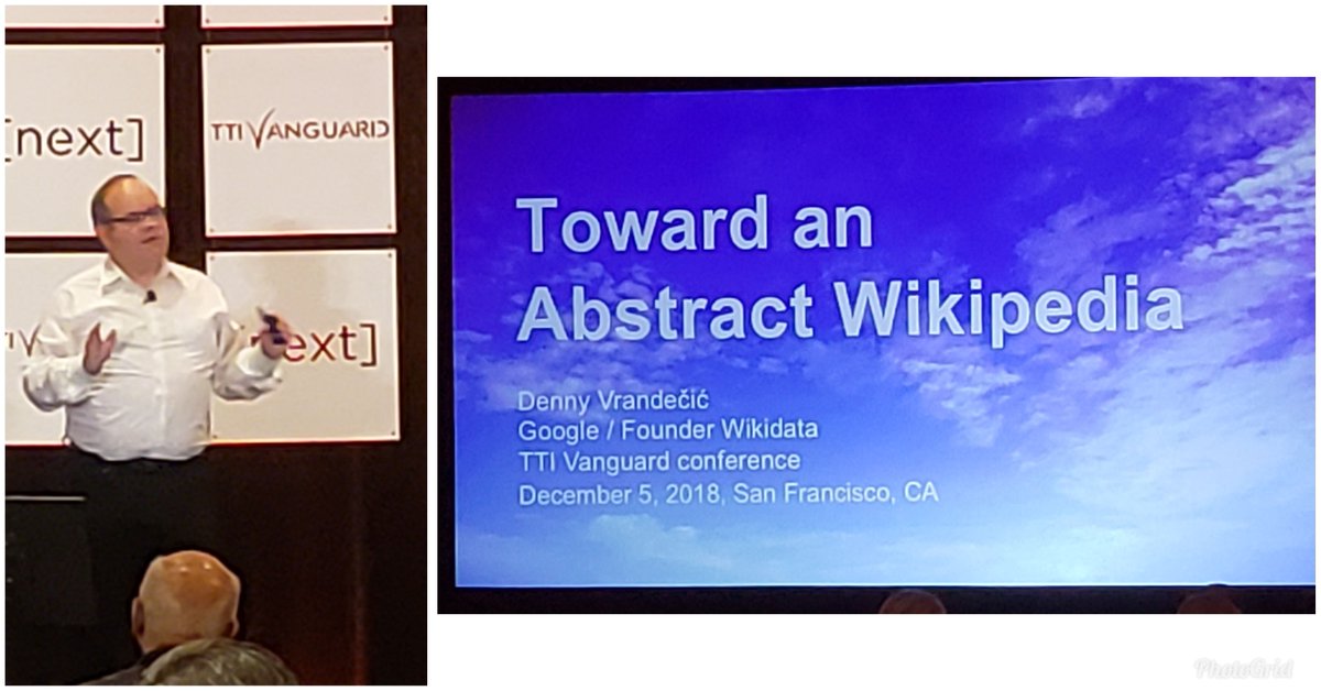 Prof_DavidBader's tweet photo. Denny Vrandečić, @Google Knowledge #Graph talks about Collaborative Knowledge Bases @TTIVanguard #next2018 @vrandezo @wikidata
https://t.co/1bSnJHPAN3 https://t.co/oV0gJCtEIN