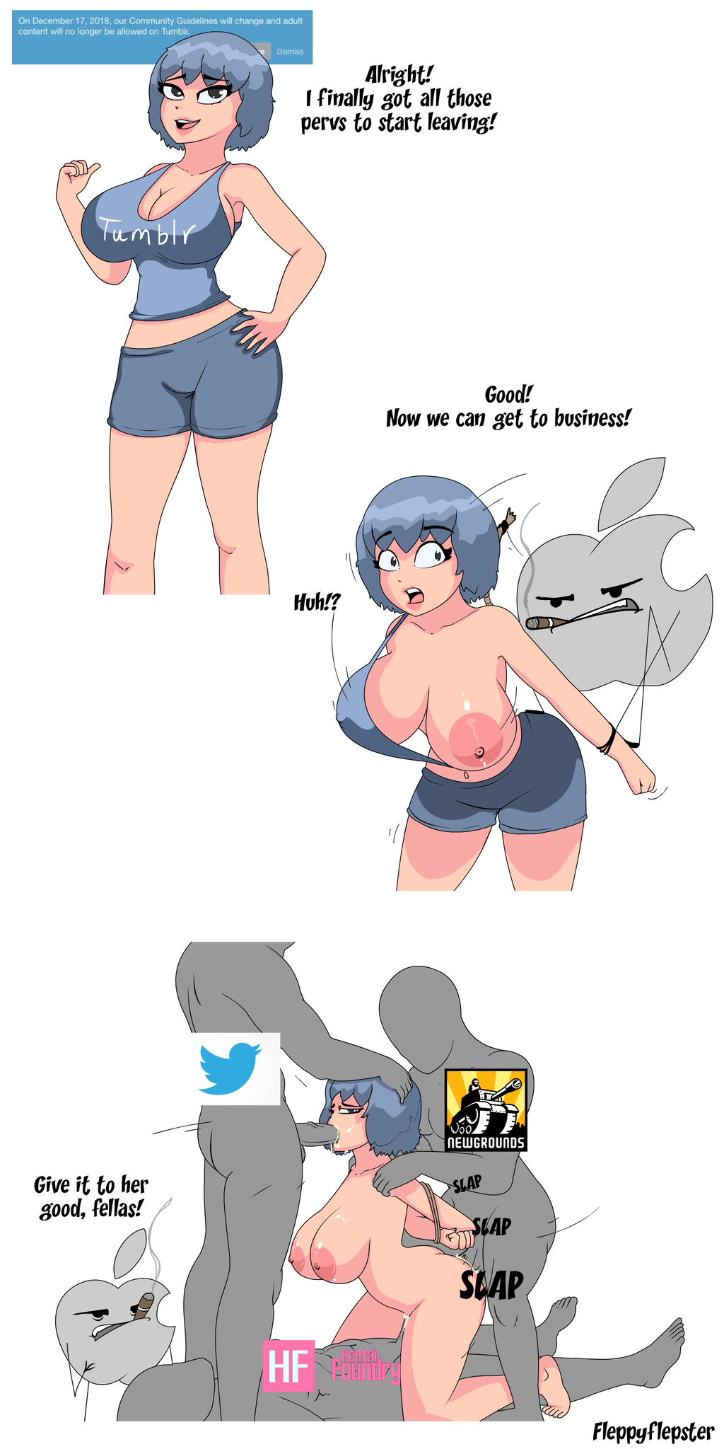 Tumblr gets gangbanged by Twitter, New Grounds, and Hentai Foundry  (Fleppyflepster) [Tumblrella] : rrule34
