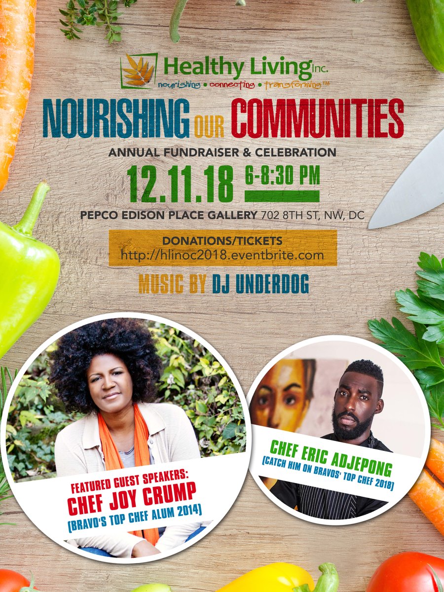 Tues 12/11: Join <a href="/foodeonline/">Joy Crump</a> <a href="/ChefAdjepong/">Eric Adjepong</a> The Source by <a href="/WolfgangPuck/">Wolfgang Puck</a> @Ghibellinadc <a href="/UNDERDOGTHEDJ/">#ig : UNDΞRDOGtheÐJ</a> &amp; more! Can't attend? #Donate / tell a friend! Incentives? DM for Discount / Comp Codes. Let's stand together for public health &amp; education! #DC #DMV hlinoc2018.eventbrite.com