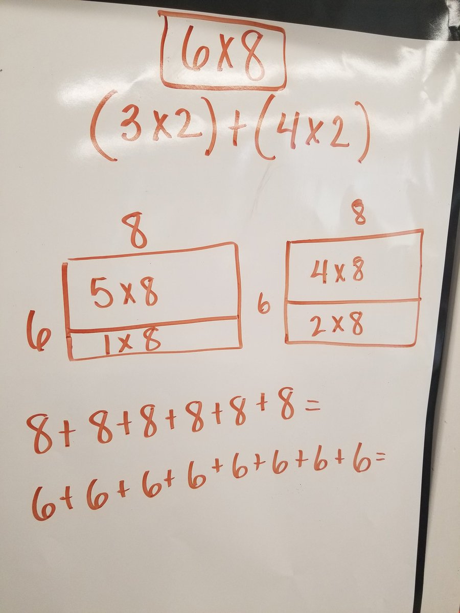 ScienceNikki's tweet photo. How many ways can you show 6x8?  My Ss came up with so many ways!!! @Fairmont_PS #tvdsbmath @deman_demn https://t.co/tsgkULyIJV