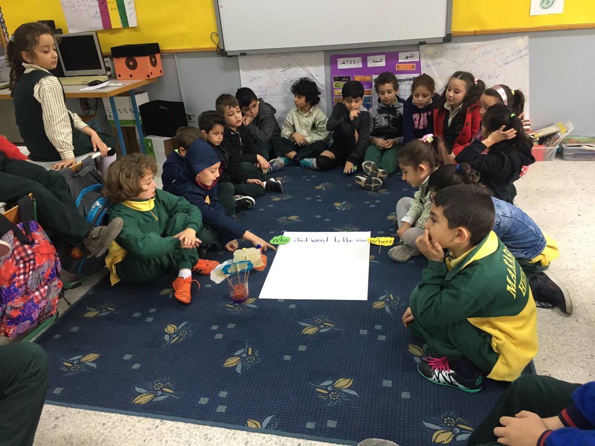 NadiaBizri's tweet image. We expanded our sentences and ultimately expanded our thoughts and ideas. Grade 2 learners curious and excited to start expanding their sentences by using the “WH” question words.  #circletime #differentthoughts #sharingideas #engagements @HalaAlKotob @dina_jradi @Hhhsinfo