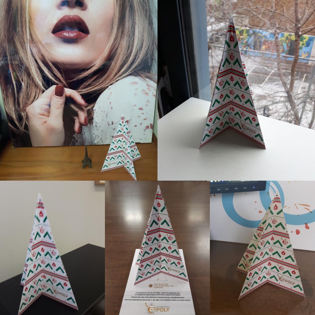 PolyMtl57's tweet photo. Pour le temps des fêtes, Poly a décidé d'offrir à ses clients un Sapin Poly pour les remercier de nous avoir fait confiance tout au long de l'année. Il fallait le découper et l'assembler. 
Merci à nos clients d'avoir partager avec nous leur Sapin Poly dans son habitat naturel! 😊 https://t.co/Ra8QCT7DdY