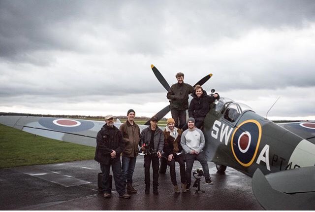 Here’s the team. #Filming the #Spitfire and the #Engineers that keep them up in the air. #aircraftrestoration