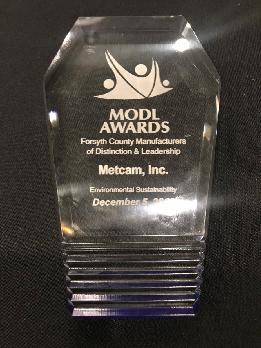 Metcam_Makes's tweet photo. SO HONORED! 2nd straight year for Metcam at #ForsythCounty's  #Manufacturers of Distinction &amp; Leadership (#MODL) Awards! #foco #Sustainability #MetcamMakes https://t.co/gnbn2nn0uQ