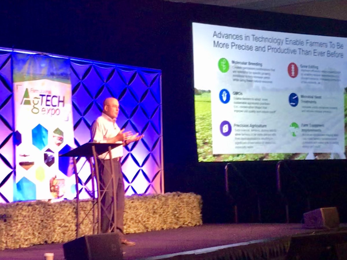 RobbFraley's tweet photo. Thanks to @FJAgTech, @MargyWithAY, & @ACountryside for inviting me to share my story at #FJAgTech18. I hope everyone heads home with renewed excitement about the latest ag R&D technology and a renewed drive to communicate the environmental benefits of #modernag to society! https://t.co/MNHtitAHLZ
