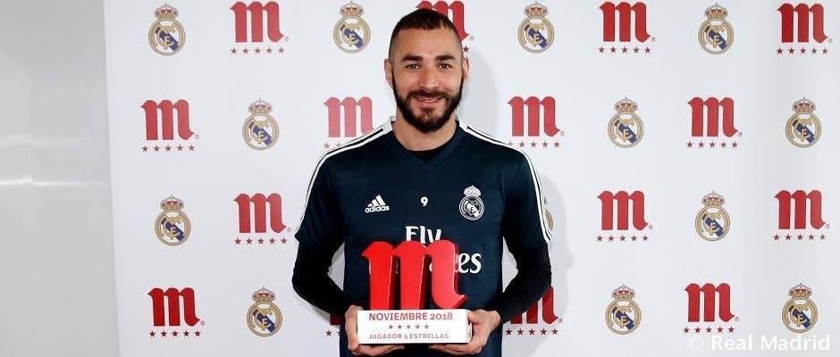 RM4Arab's tweet image. كريم بنزيما فاز بجائزة أفضل لاعب في ريال مدريد في شهر نوفمبر ، الجائزة مقدمة من ماهو .