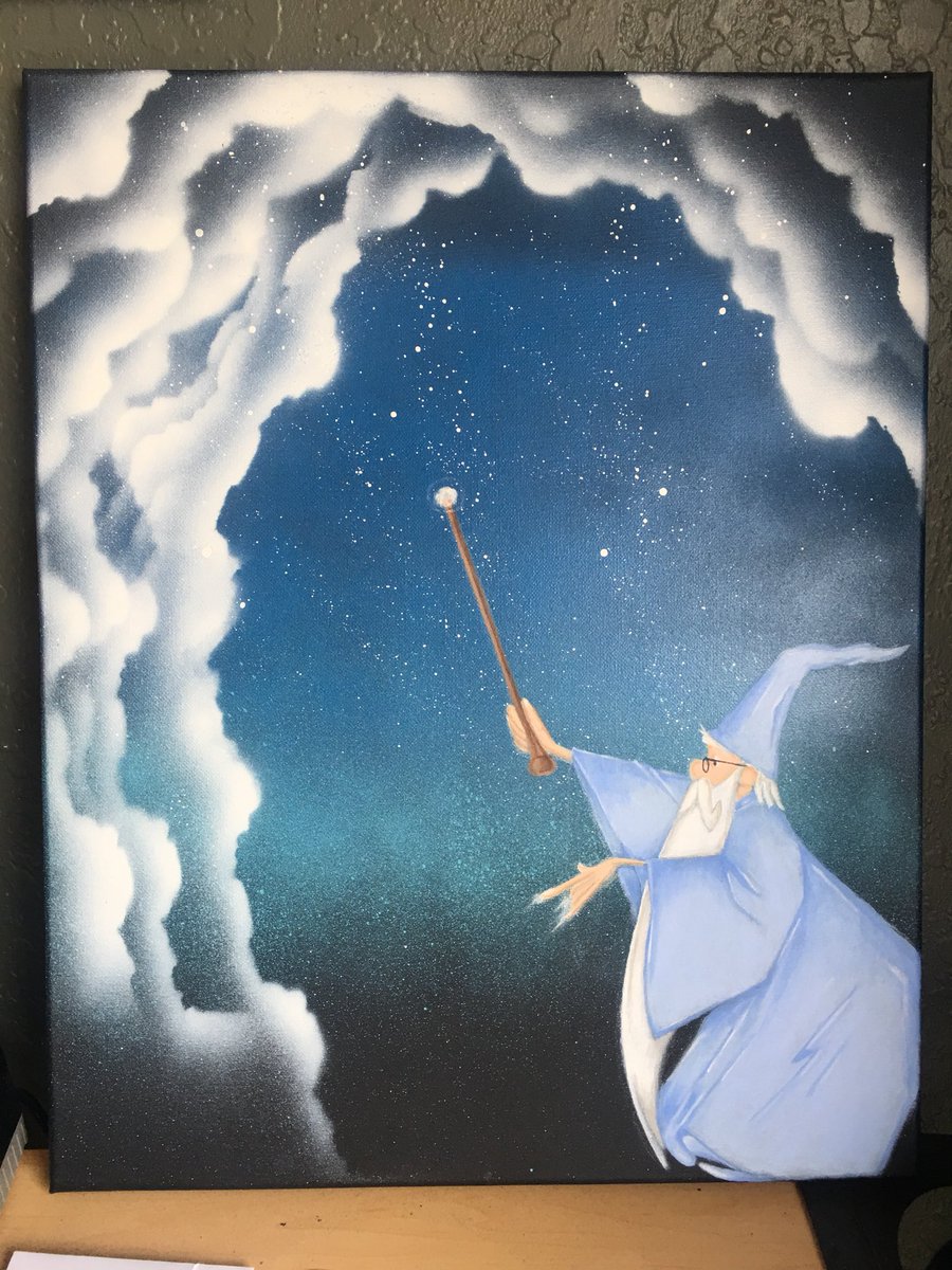 LuckeOne1's tweet photo. The sword in the stone Merlin on 16x24 canvas spray paint and acrylic #merlinwizard #disney #theswordinthestone #wizard #magic #graffiti #disneygraff #luckeone #acrylicpainting #canvaspainting #spraypaint #socal https://t.co/fCqerRxhTC