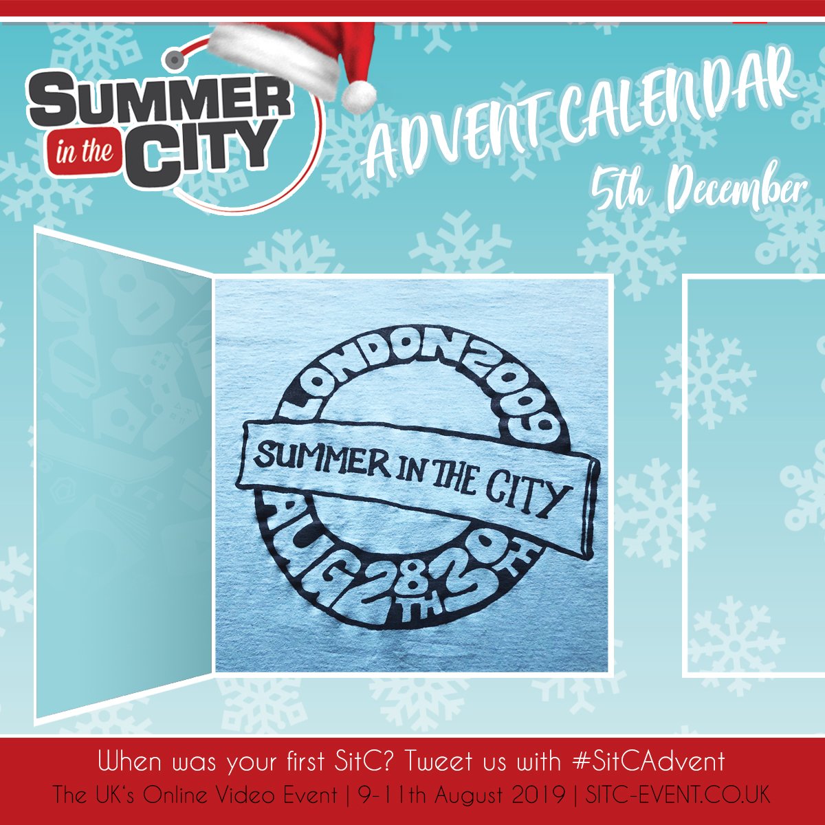 sitc's tweet photo. December 5th! Here's a rare glimpse at our FIRST EVER SitC t-shirt Design. Send us a picture of your SitC Tshirts! 

Remember that this week week we're giving away an Amazon Gift Card &amp; SitC merch bundles (exclusive hoodie 🤩)! Tweet us with #SitCAdvent to enter🎄 https://t.co/UljMYEfcOL