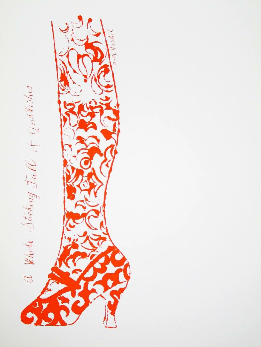 'Tis the Season:

Andy Warhol
A Whole Stocking Full of Good Wishes
1956
Offset lithograph in red
Signed and titled in the plate
Authenticated by The Andy Warhol Art Authentication Board
Custom framed 29.5 x 24.5 inches; 74.9 x 62.2 cm #andywarhol #holidaystocking