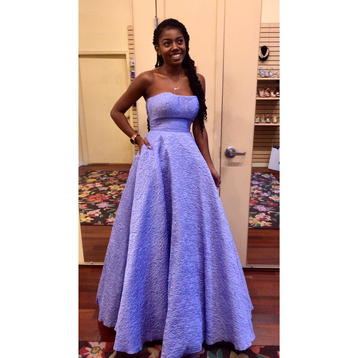 LexsofCarytown's tweet photo. @sherrihill’s periwinkle has to be the prettiest color in the rainbow 🌈💜✨ New #Prom2019 arrivals are coming in every day! https://t.co/wFbMCQmDOK