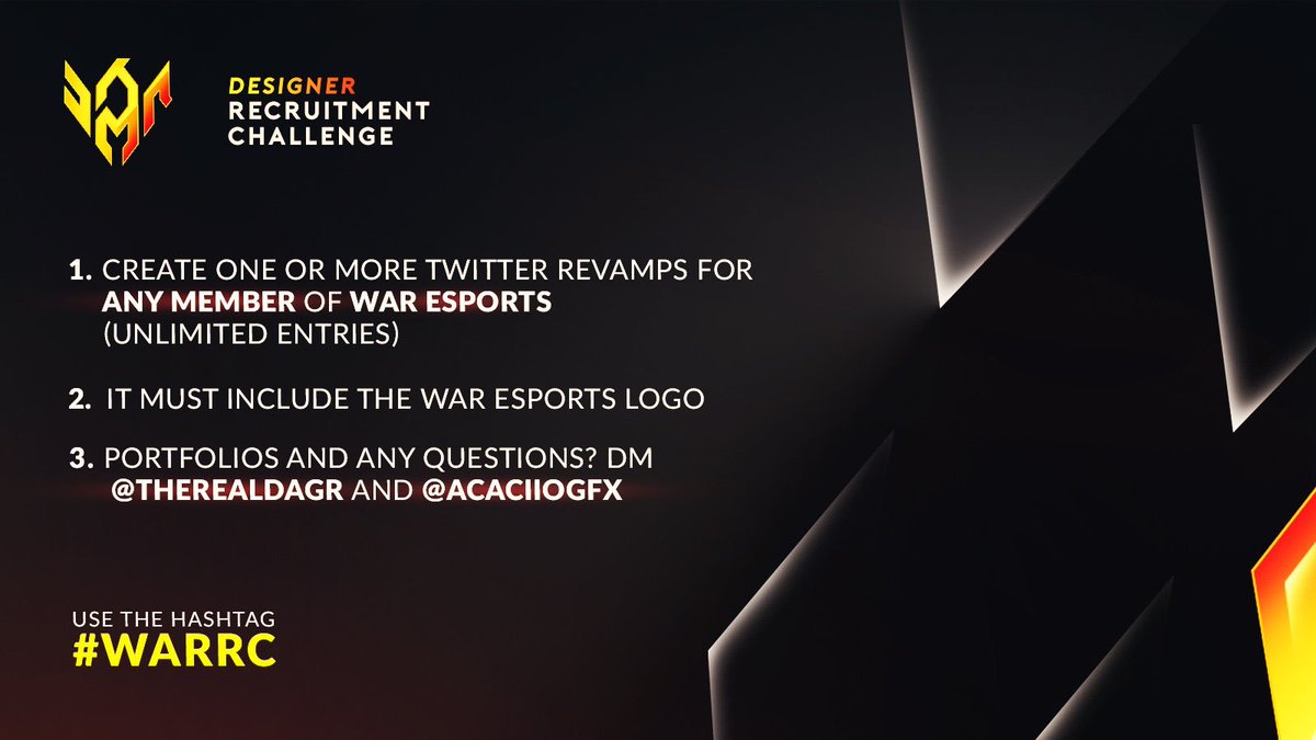 TeamWarLLC's tweet photo. Last but not least! Our Designers #WARRC Requirements! 

All Entries will be reviewed by @AcaciioGFX @TheRealDAGR 

Good Luck! 🍀💥 Ends on JAN 5th https://t.co/TUl6PcbIFU