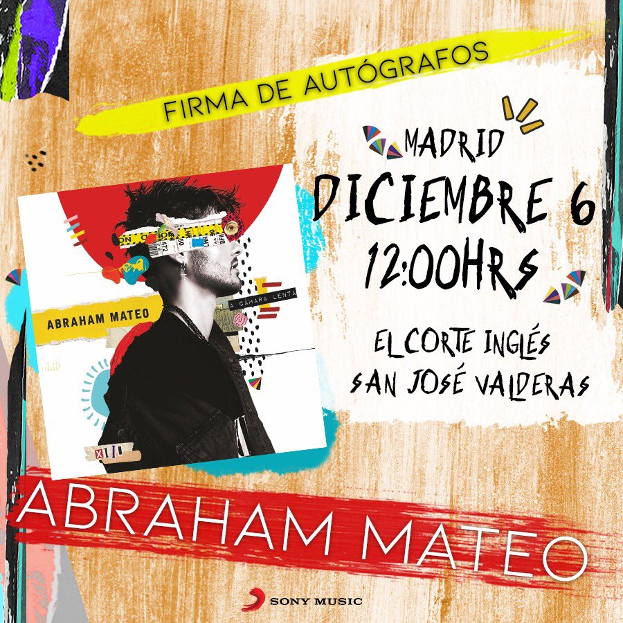 AbrahamMateo's tweet photo. #MADRID, te vienes MAÑANA a compartir un ratito #ACámaraLenta?
Os espero a las 12:00 en @elcorteingles de San José de Valderas!📀✍🏻 https://t.co/kn4Ok5K0jI