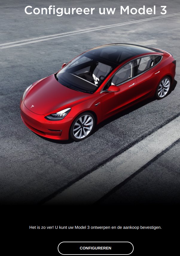 realconnections's tweet photo. Een echt goed timing van Tesla #pakjesavond #TeslaModel3 configureren. https://t.co/x4tGCpFT07