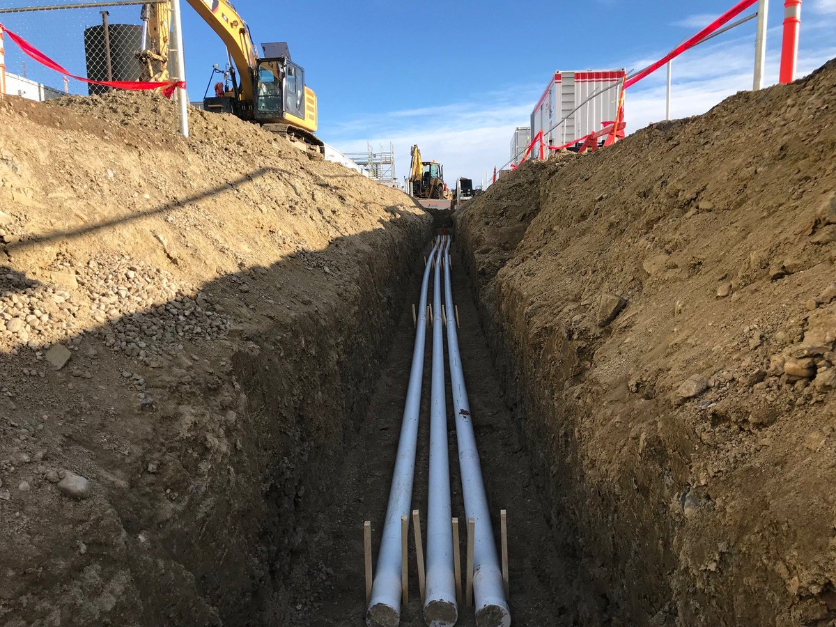 aiceim's tweet photo. "Pipe and Pad"-Installing the precast concrete transformer pads and underground duct work to house the electrical cables that feed commercial, residential, and industrial buildings.

#PipeandPad #ShallowUtilities #Transformer #Infrastructure #Commercial #Residential #Industrial https://t.co/EEMXUNbUVw