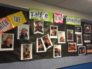 MsFlynnD53's tweet photo. Match the Selfie to the Shelfie!  @D53ButlerJHS readers are always up for a good game.  Use #visualliteracy skills, distinguish between important +interesting, #infer, think flexibly, #persist, + have fun!  Thx Ts + @busterbringsjoy for 📸📚+🤳#D53learns #D53reads #elachat https://t.co/82drD94huV