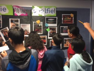 MsFlynnD53's tweet photo. Match the Selfie to the Shelfie!  @D53ButlerJHS readers are always up for a good game.  Use #visualliteracy skills, distinguish between important +interesting, #infer, think flexibly, #persist, + have fun!  Thx Ts + @busterbringsjoy for 📸📚+🤳#D53learns #D53reads #elachat https://t.co/82drD94huV