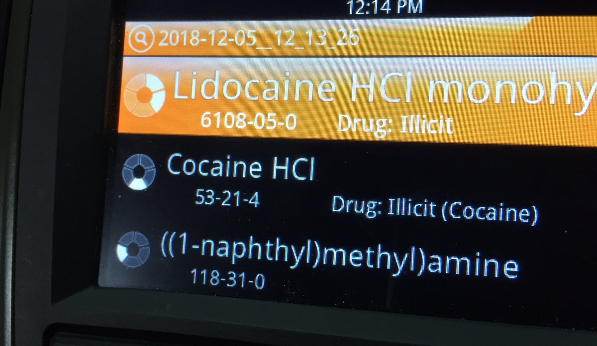 cmoraff's tweet photo. IR Mass spec of $5 street cocaine shows lots of cut, a little coke and the closest other chem it could detect (could methylamine reflect methamphetamine trace?) @KirkMMaxey https://t.co/b0jZU1kPKw