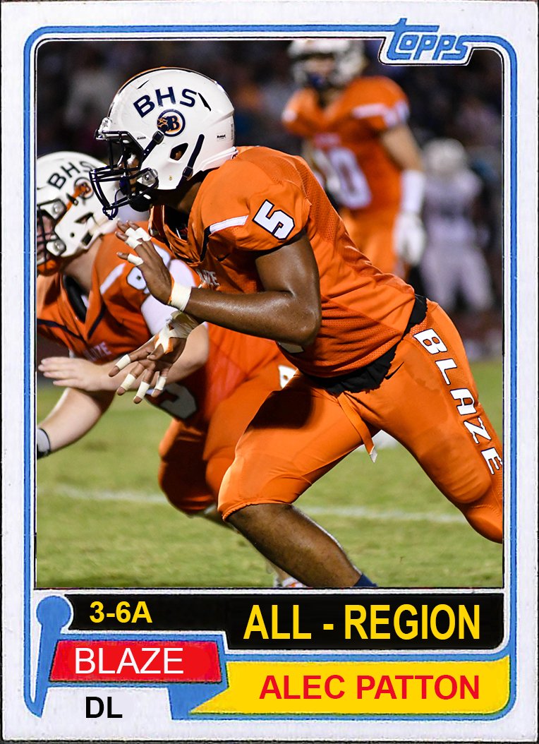 BlackmanFtball's tweet photo. Congratulations to @thealecpatton on being voted to the All-Region team for region 3-6A. https://t.co/RwQCeQDPQP