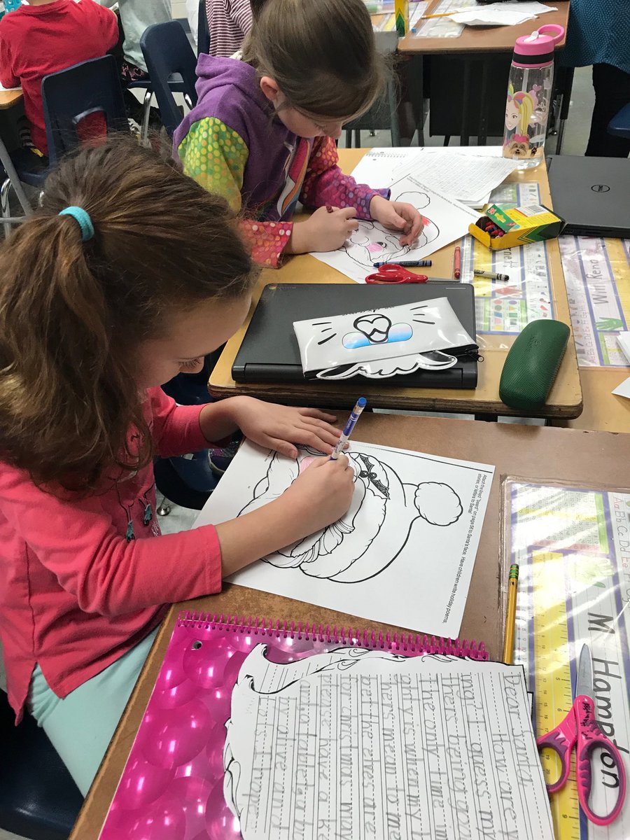 vwarner322's tweet photo. Second graders practicing their writing skills with letters to Santa.   #trojanforce322
#SantasSleighers https://t.co/jnQJ6nZser